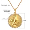 Bütün moda İslam Kristal Dolgulu 18K Altın Kaplama Asla soluk Arapça Takı Vintage Kolye7651697