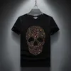 Projektant mody Summer Top Mens Skulls Dhinestones T koszule modalne bawełniane szkieletowe koszulę z krótkim rękawem