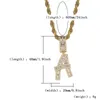 Hotsale Custom Name Bling CZ A-Z Letter Pendants Necklaces with 24inch Rope Chain for Men Zircon Hip Hop Jewelry