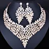 Dinner Jewellery 2020 Europe and America Diamond Crystal Necklace Earrings Jewelry Set Middle East Bridal Wedding Jewelry in Africa