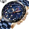 LIGE Fashion Business Mens Azul Relógios Top Marca de luxo Relógio Masculino Militar All Steel impermeável relógio de quartzo Relógio Masculino LY191226