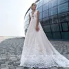 3d kwiaty Perły Czeski Suknie Ślubne Sądzie Długie 2020 V-Neck See Chociaż Back Beach Bridal Party Dress Summer Wedding Gowns Plus