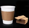 Copo Descartável luva para personalizado 12/16 oz Cups em branco de dois pisos Kraft Paper Coffee Tea Milk Cup Tampa Anti-quente