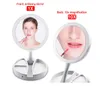 Bärbar rund vikbar LED Makeup Spegel Kvinnor Facial Make Up Spegelbord Desktop Kosmetiska Speglar Verktyg Förvaring Box Present