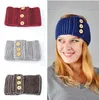 hand knit button headband Wide Knitting Headband Winter Warm Ear Button Turban Hair Accessories For Women Girl Hair Band Headwraps
