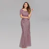 Gliter Lovertjes Rood Gold Prom Jurken 2020 Sexy Schede Mermaid Avondjurken Tassel Back Spleet Lange Arabische Party Speciale Gelegenheden Toga