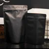 500 pezzi / lotto sacchetto per finestra smerigliato in carta kraft nera stand up sacchetto per imballaggio caffè biscotto snack sacchetto regalo in carta di natale