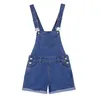 Short en Denim retroussé pour femme, combinaison courte en Denim bleu délavé, coupe ample, grande taille, avec poches, 28-42