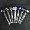 12cm colorful Pyrex glass Smoking Pipes 30mm OD Ball With Number Oil Burner Hand Pipe Spoon Pipes oil rig Hookah Bubbler Tools SW70