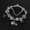 Partihandel-Cm Charm Armband 925 Silver Pandora Armband för kvinnor Royal Crown Armband Lila Kristallpärlor DIY Smycken med anpassad logotyp