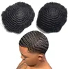 Men Hair Wig Full Thin Skin Toupee 360 Wave Full PU Toupee Off Black 1b Brazilian Virgin Human Hair Replacement for Black Men5072901