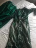 Elegante muçulmano verde manga comprida vestidos de noite 2018 com trem destacável lantejoulas bling kaftan marroquino vestido de festa formal