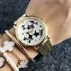 Mode M Flower Hollow Dial Design Brand Watches Women's Girl Style Metal Steel Band Pols Watch M73303W