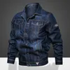 Mäns Jackor Denim Jacket Slim Bomber Casual OuterWear Jeans Stor Storlek Multi Pocket Turn-Lapel Coat Veste Homme