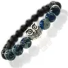 Update Natural Stone Owl Agate Beaded Strands Bracelcets Silver Gold Head Fashion Jewelry for Men Women