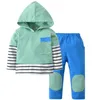 Kids Drsigner Clothes Boys Striped Patched Clothing Sets Girls Long Sleeve Casual Hoodies Tops Suits Baby Sweatshirts Jackets Pants C7208