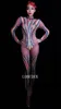 Sparkly Colorful Stripe Stripsuit Jumpsuit Sexy Mesh Cristais Bodysuit Bar Feminino Feminino Singer Show Stage Outfit Dança Performance Traje