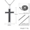 Simple Men's Stainless Steel Cruz Pendants Double Layer Bible Prayer Black Color Cross Pendant Necklace Jewelry