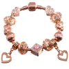 Wholesale-snake chain rose gold bracelet for ladies drop pendant Pandora style Heart pendant bracelet jewelry