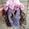 Curly Wig Hair Bow Clip Hair Accessories Princess Girl Lace Pearl Cute New Sweet Kids Braid Hairpin Headwear 0108