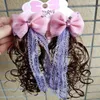 Curly Wig Hair Bow Clip Hair Accessories Princess Girl Lace Pearl Cute New Sweet Kids Braid Hairpin Headwear 0108