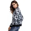 Damska 2019 Wiosna Jesień Moda Zielona Szara Kamuflażowa Kurtka Top Comfort Streetwear Veste Femme Kobiety Bomber Kurtki