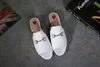 Hot Sale-Mules Princhetown Women Solid Färg Läder Lyxig designer Mode Metal Chain Casual Sandal Shoes