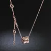 Mode-Ketting meisje grote Romeinse cijfers 18 K rose goud zwart-wit keramische sleutelbeen ketting sieraden3056