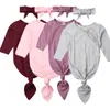 Nyfödd fast rosa grå röd sovsäckar baby spädbarn swaddle sovsäck säck headwear bomull outfit kläder