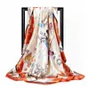 90 * 90 Silk Scarf Modig högkvalitativ Stor Square Silk Scarf Fashionable Retro Printed Scarf Lady