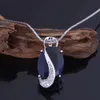 Luckyshine mor gåva ovala schweiziska blå topaz pärlor silver zirkon pendlar halsband nya förlovning smycken