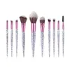 Glitter quicksand crystal handle makeup brushes set 10pcs brush tools soft nylon head for eye shadow eyebrow blush cosmetics DHL Free