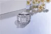 Ladys 925 Bague en argent sterling Pavé de luxe 4pcs Princesse-cut SONA Diamant Bijoux de mariage pour femmes Simulé Platine Fille cadeau taille 5-10
