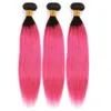 Human hair Bundles T1b Blue Purple Green Red Pink #350 straight Two Tone Ombre color pre-colored Brazilian weft 3pcs lot317z