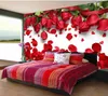 Anpassad PO Wallpaper 3D Stereo Vacker Romantic Love Red Rose Flowals TV Bakgrund Wall2709500