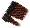 # 1b / 33 Miedź Red Ombre Głęboka Wave Peruwiańskie Human Hair 3 z zamknięciem Dark Auburn Ombre Włosy splotu z 4x4 przednie zamknięcie koronki