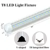 8ft LED Shop Light armatuur 72W 7200lm, 5000K Wit, dubbele rij V -vorm, T8 Integrated Tube Strip Cooler Lights, Clear, Linkable 25p