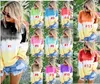 Kvinnor Rainbow Gradient Färg Hoodies Långärmad Casual Crew Neck Pullover Toppar Tee Loose Sweatshirt Tie Dye Plus Size Hösttröja B82201