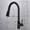 Household Black Pull Out Kitchen Faucet Silver Single Handle Nickel Tap Swivel Sprayer Water Mixer210r