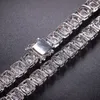 Hip Hop Bling-kedjor smycken Mens Iced Out Diamond Tennis Chain Halsband Armband Högkvalitativt fyrkantiga zirkonhalsband 7inch-24inc230h