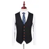 Nero Paid Tweed Wedding Groom Gilet Groomsmen Gilet Abito da uomo Gilet Abito slim fit Gilet Gilet Abito Prom Party Custom Made