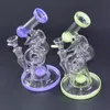 Double Recycler Bong Slitted Donut Perc Hookahs Glass Bongs Sidecar Dab Rig Water Pipes Rigs With 14.5mm Joint XL-320