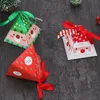 Рождественские сладкие конфеты коробки подарочные обертывания бумажные мешки Рождественская вечеринка свадебный лоток упаковочная коробка с лентой веревка украшения стола DHL XD19938