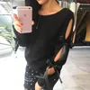 Fanbety Women Hollow Out Bow Knot Knitted Sweater Lady Casual O Long Sleeve Pull Jumper Femme Winter Divbed Pullovers