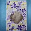 印刷されたプラスチックジップバッグ100pcsマット透明な窓ビュージップロックバッグ印刷紫色の金色の花ティーバッグパッキングポーチ3650926