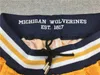 Mens NCAA Michigan Wolverines Shorts EST 1817 Retro ao ar livre Bordado de basquete College Basketball Navy173J