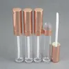 Kosmetisk smink Lip Gloss Förpackning Rose Gold 6.5ml Rund Tom Läppglansflaska Lipgloss Container Clear Lip Gloss Tube Bottle