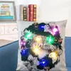 Federa luminosa a LED Federa per cuscino in lino Fodera per cuscino Natale XMAS Federa Divano per la casa Decorazione per auto DHL WX9-1506
