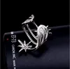 Lzx Luxury Engagement Ring Vit / Svart Guldfärg Glitter Elegant Cubic Zirconia Vigselringar för Kvinnor Fashion Party Smycken