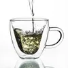 Чашки для чая со стаканом для чая с двойными стенками Чашка для жаропрочных творческих кружка для молока со стеклянной кружкой в ​​форме сердца